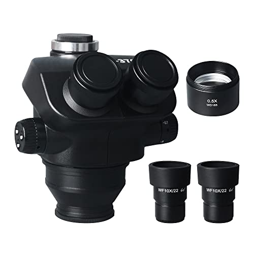 Microscope 7X-50X Simul-Focal Trinocular Microscope Zoom Stereo Microscope Head 0.5X 2.0X Auxiliary Objective Lens for PCB Soldering(with 0.5X)