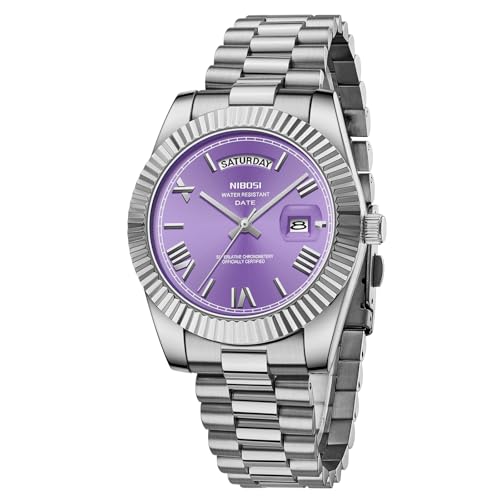 NIBOSI Men Watches Analog Quartz Stainless Steel Silver Watches for Men Waterproof Business Classic Desiger Wrist Watch with Day Date
