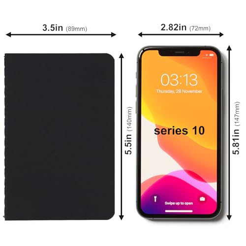Image of LABUK 12pcs Pocket Notebook, Lined Mini Notebooks, 3.5 x 5.5in Memo Notepad Softcover, Black Notebook for Men Women Kids, 30 Sheets, 60 Lined Pages