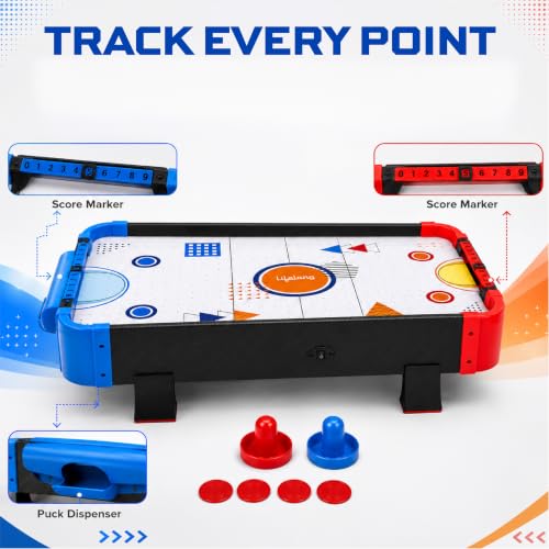 Image of Lifelong Cuppy Air Hockey Table for Kids | Electric Powered with 2 Strikers & 4 Pucks | Plug & Play Durable Board with Air Vents &12V Motor | BIS Certified Indoor & Outdoor Fun Game