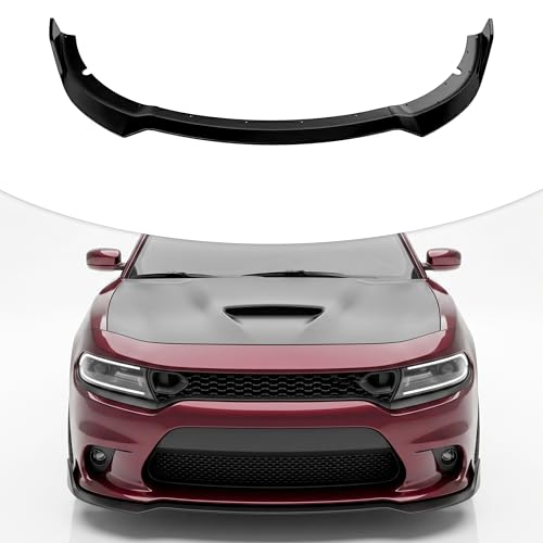 Front Bumper Lip Compatible with 2015-2023 Dodge Charger SRT Sport Style AMPP Front Bumper Lip Spoiler Air Chin AMPP Design Body Kit Splitter Black ABS