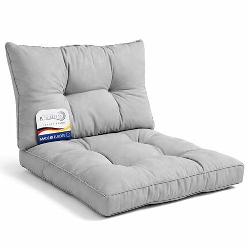 Beautissu Set Lounge Coussin Salon de Jardin Exterieur Assise 60x60 cm & Dossier 60x40 cm – Confortables Coussins Chaise Jardin Fauteuil Rotin idéal pour Meubles...