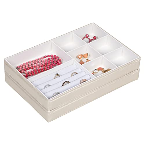 Richards Homewares Stackable Jewelry Storage Organizer Tray, 8-Compartment With Ring Holder, Champagne #TOP4