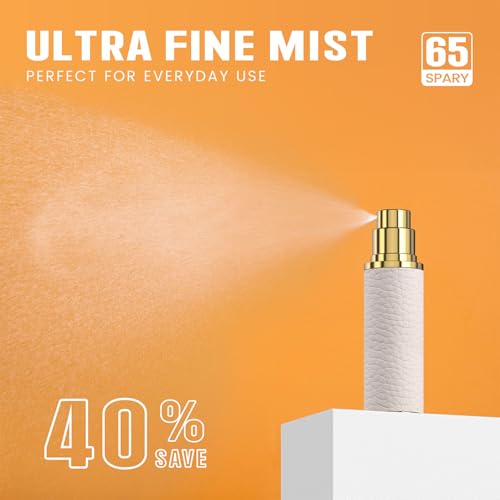 5ml Travel Perfume Atomizer Refillable, Mini Portable Genuine Leather Cologne Sprayer, Pocket Size Empty Fragrance Spray Bottle - Gift for Women Men (White)2