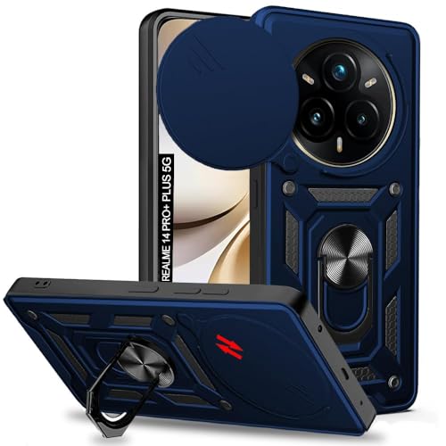 Image of AIBEX Back Cover for Realme P3 Pro 5G / Realme 14 Pro Plus 5G | D10 Tough Armor Case | Sliding Camera Shield | 360 Protection | Kickstand Ring Holder | Military-Grade Shockproof Bumper Case
