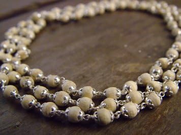 Tulsi Tulasi 108 Beads Japa Mala Pure 92.5 % Silver Cap Meditation Hindu Yoga Raiki