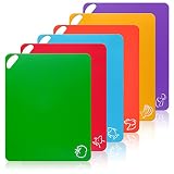 Plastic Cutting Board Mats Set,Flexible Kitchen Chopping Board,Colored Cutting Mats With Food Icons