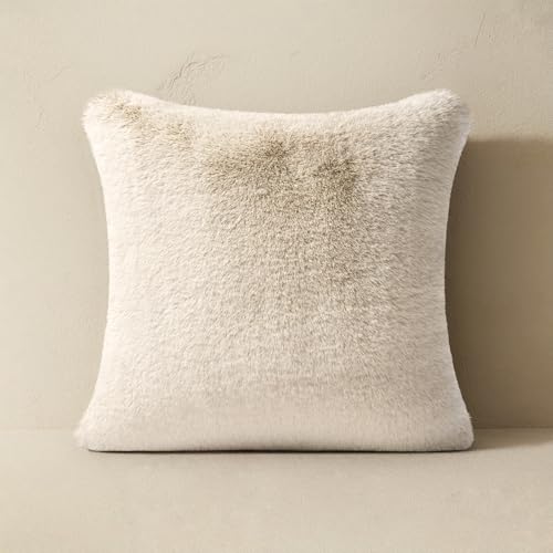 EVERGRACEHOME Faux Chinchilla Fur Throw Pillow Cover 20x20 Birch Mink