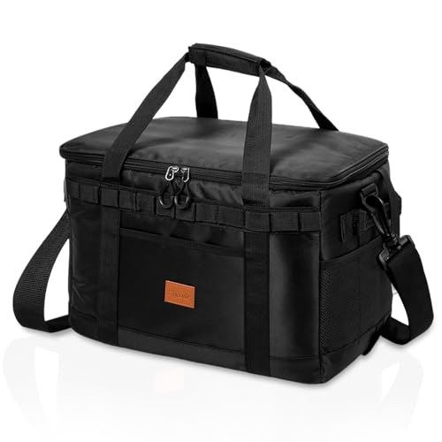 Nevera Portatil 35L, Bolsa Termica Grande,con Correa Ajustable a abridor de Botellas, Cooler Bag Plegable, Bolsa Nevera Porta Alimentos para Playa, Picnic, Camping, Barbacoa (Negro)