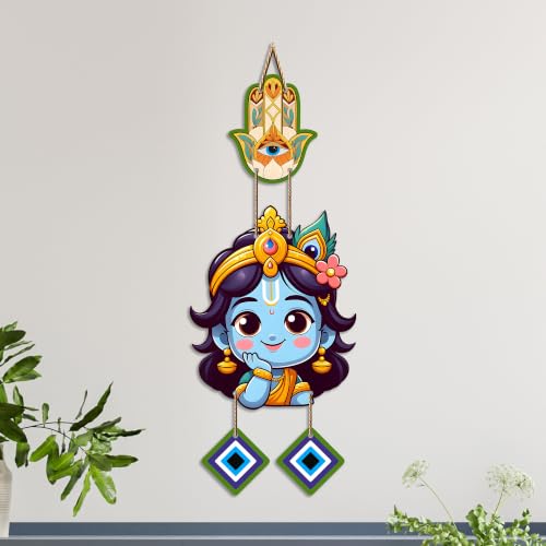 Image of Artvibes Bal Krishna Face Evil Eye Wall Hanging for Home Entrance Decor | Nazar Battu Protection Hanging for Living Room Bedroom Temple Office | Vastu Positive Energy Decorative Gift (WH 8573N)