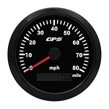 Geloo 85MM Boat Speedometer Gauge 0-80 MPH Digital GPS Speedometer Gauge Waterproof 9-32V Tachometer Voltmeter LCD Indicators with 7 Backlight Fit Boat Car Truck