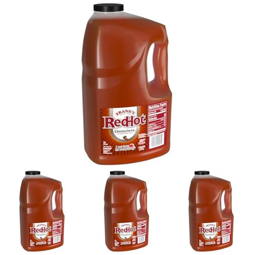 Frank's RedHot - Salsa de Pimientas de Cayena Envejecidas, Salsa Picante, Condimento para Carnes, 100% Natural - 3,78 L (Paquete de 4)