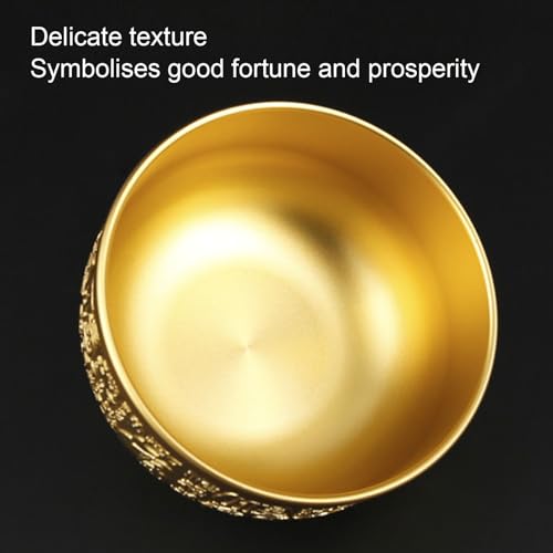 Acouto Messing Fortune Bowl, 3,94 -Zoll -Durchmesser, 2,16 -Zoll -Höhen -Tisch -Herzstück, das Schüssel für Brennende Weihrauch, Meditation, Yoga, Symbolik, Dekor und Spirituelle