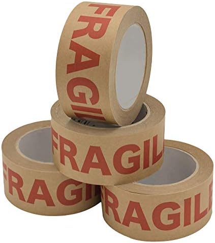 NATEE® Strong Paper Packaging Tape | Eco-Friendly | Fully Recyclable Rolls | Fragile Printed Kraft Paper for Packing Parcels and Boxes | Brown Sticky Tapes 50m x 50mm Width (4)