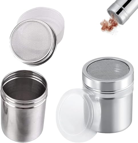 2-Piece Stainless Steel Baking Shaker Set for Flour & Sugar with Fine Mesh Sifter