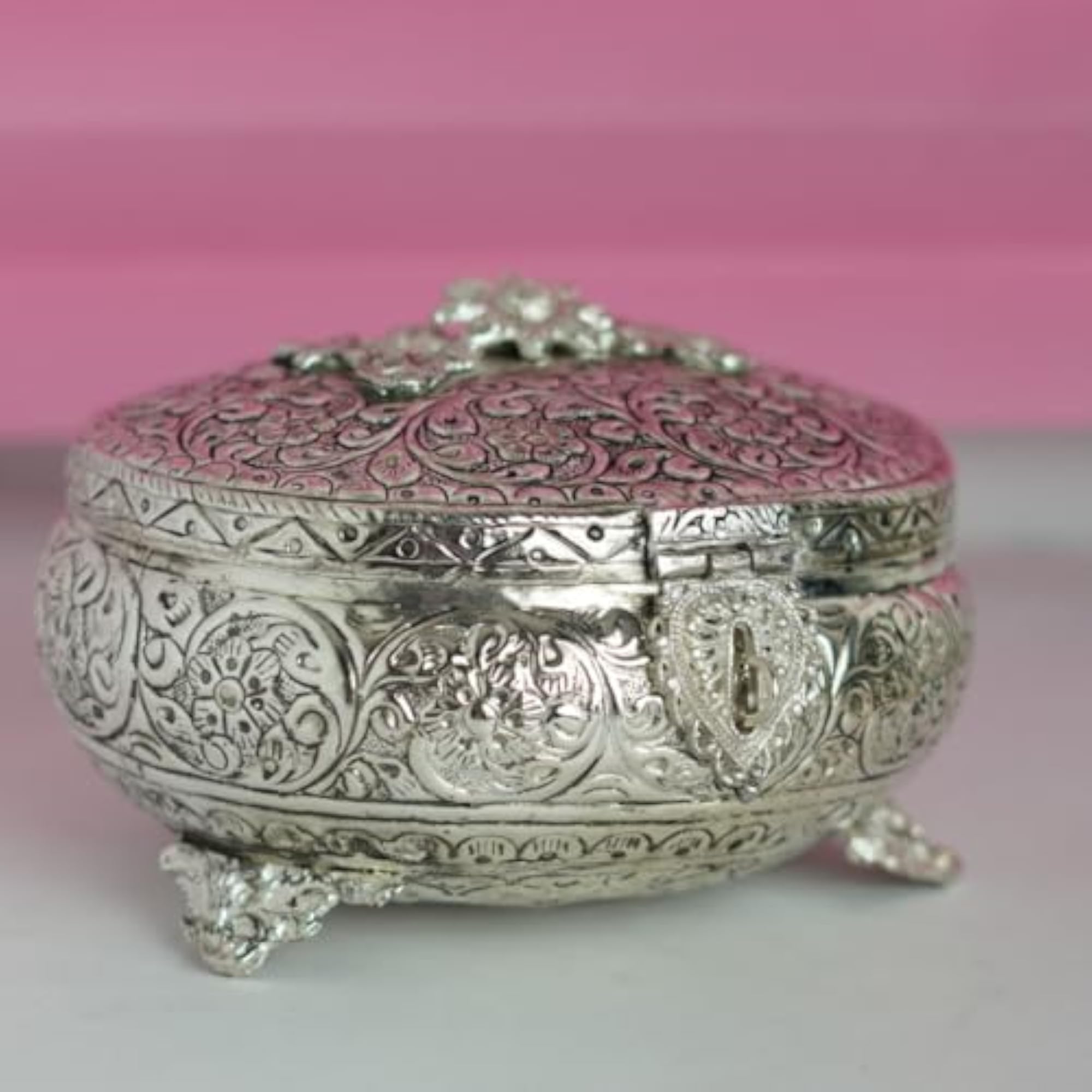D ARTS German Silver Handengraved Peacock Boxes