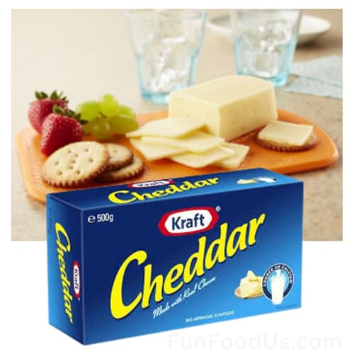 (Pack of 2 x 500g) Kraft Cheddar Cheese Made with Natural Cheese (Australia Made) 500 grams Block