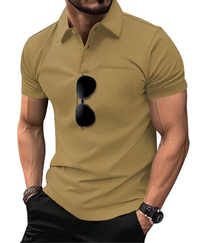 Image of SCODI 5 Pack Mens Pocket Polo Shirts Short Sleeve Golf Casual Work T-Shirt