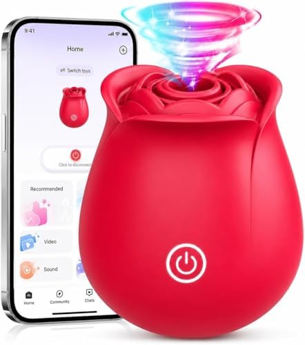 Neworld Rose Sex Toy Vibrators, Vibrator Dildo with 9 Suction & Vibration, Silicone Sucking Waterproof Rose Sex Nipple Clitoral Stimulator, Adult Toys for Women Couples,USB Rechargeable APP Control — view 6