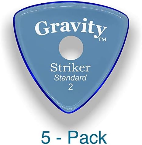 Gravity Picks: Acrylic Guitar Picks with Polished Bevels In Standard Pick Size for Brighter Sound & Tighter Grip - 5 Pack (Striker - Standard, Round Hole Grip)