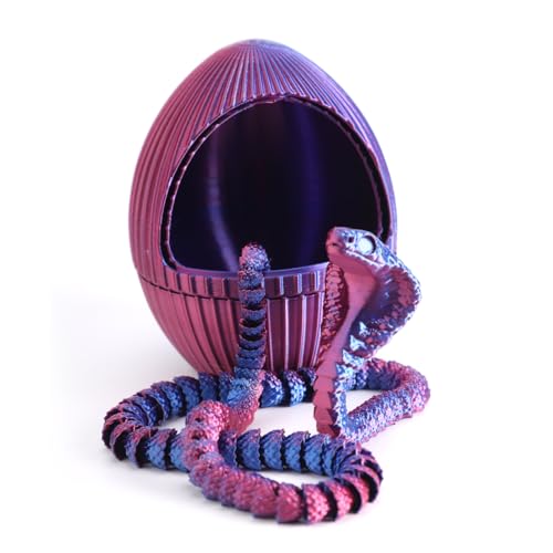3D Printed Snake with Egg, 22.44in Realistic Flexible Toy