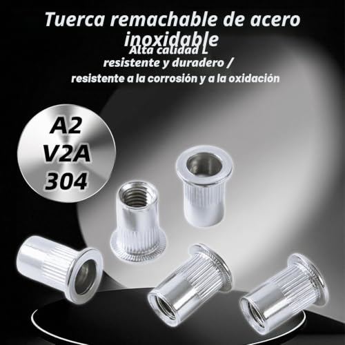 Miniatura 5 de Qancen 20 Piezas Tuercas Remachables M4, Tuercas De Cabeza Plana De Acero Inoxidable A2 V2a, Remaches Roscados Para Fijar Muebles, Decoraciones