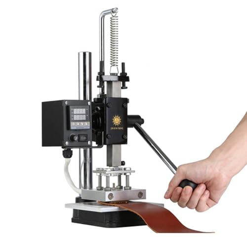 DYJD Hot Foil Stamping Machine Printer Logo Creasing Machine Leather Embossing Machine Stamper Temperature Adjustable for PVC PU Plastic Etc.,Hot pressing plate: 10 * 13cm