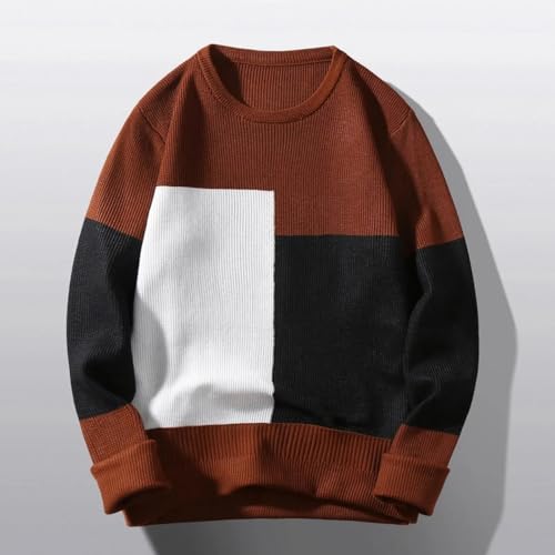 Men's Sweater Fashion Color O Neck Pullover Sweaters Oversize Bottom Knitting Blouse Knitted2