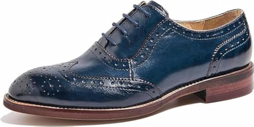 U-lite Women's Genuine Leather Perforated Lace-up Oxfords Blue 8