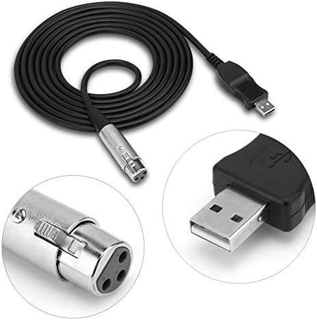 Eboxer USB to XLR Microphone Cable  USB Male to 3-Pin XLR Female Mic Link Converter Studio Audio Connector Cords for Computer Music Recording USB Microphone Cable (2.8m / 110.2inch)