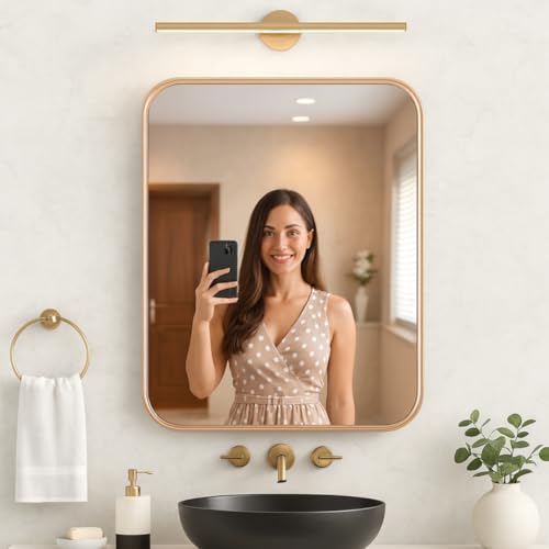 Image of Metal Frame Mirror for Wall /Aluminium Rectangle Bathroom Wall Mirror 18x24 Inch /Mirror for Bathroom /Bedroom /Living Room /Entryway /Dressing Room /Decorative /Vanity| AM1824A3