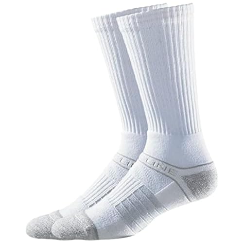 Strideline Basic Crew Socks | Quad-Ply Yarn Padding, Direct Compression and Zoned Cushioning, 1 Pack (White, Small)
