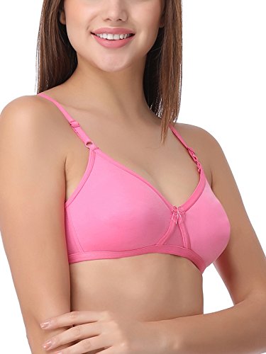 Image of Clovia Women's Cotton Rich Solid Non-Padded Full Cup Wire Free T-Shirt Bra - Light Pink