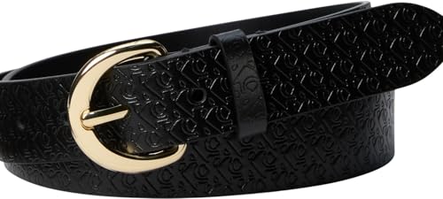 Calvin Klein Jeans Women's CLASSIC BUCKLE AOP 30MM LV04K7019G Belts, Black (BLACK/CK LIGHT GOLD), 90