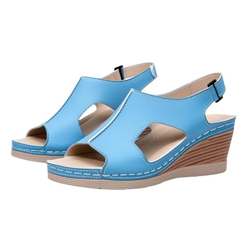 Image of hotter sandals for women - Women's Wedge Sandals, Summer Open Toe Gladiator Sandals with Adjustable Hook and Loop Strap, Cut Out Slingback Platform Peep Toe Outdoor Sandals