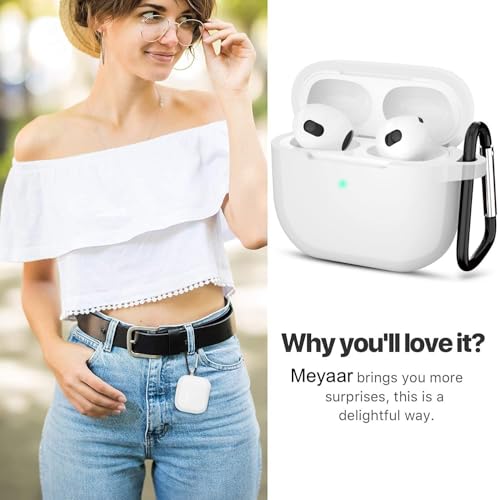 Image of Meyaar for Apple AirPods Pro 3 Case Cover with Keychain, Soft Skin Silicone Case Cover, Full Protective Case Cover Compatible with AirPods Pro (3rd Generation) Case 2025 (Transparent White)