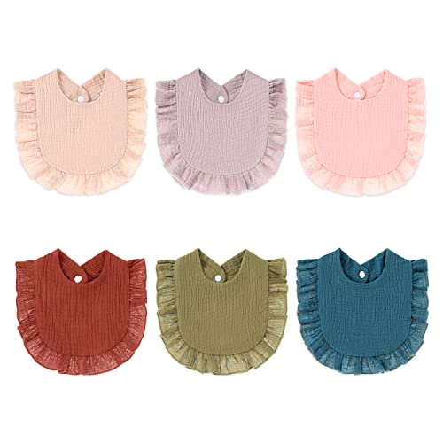 Image of Mccotwe Muslin Baby Bibs Drool Teething Bibs Lap-shoulder Drool Cloths Bibs 4-Layer 100% Organic Cotton Soft& Breathable& Absorbent Baby Bibs for Girls Multi-Use Scarf Bibs