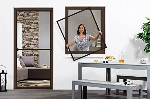 empasa moustiquaire de fenêtre START moustiquaire avec cadre aluminium en blanc, marron ou anthracite à monter soi-même, Couleur:marron, Taille: