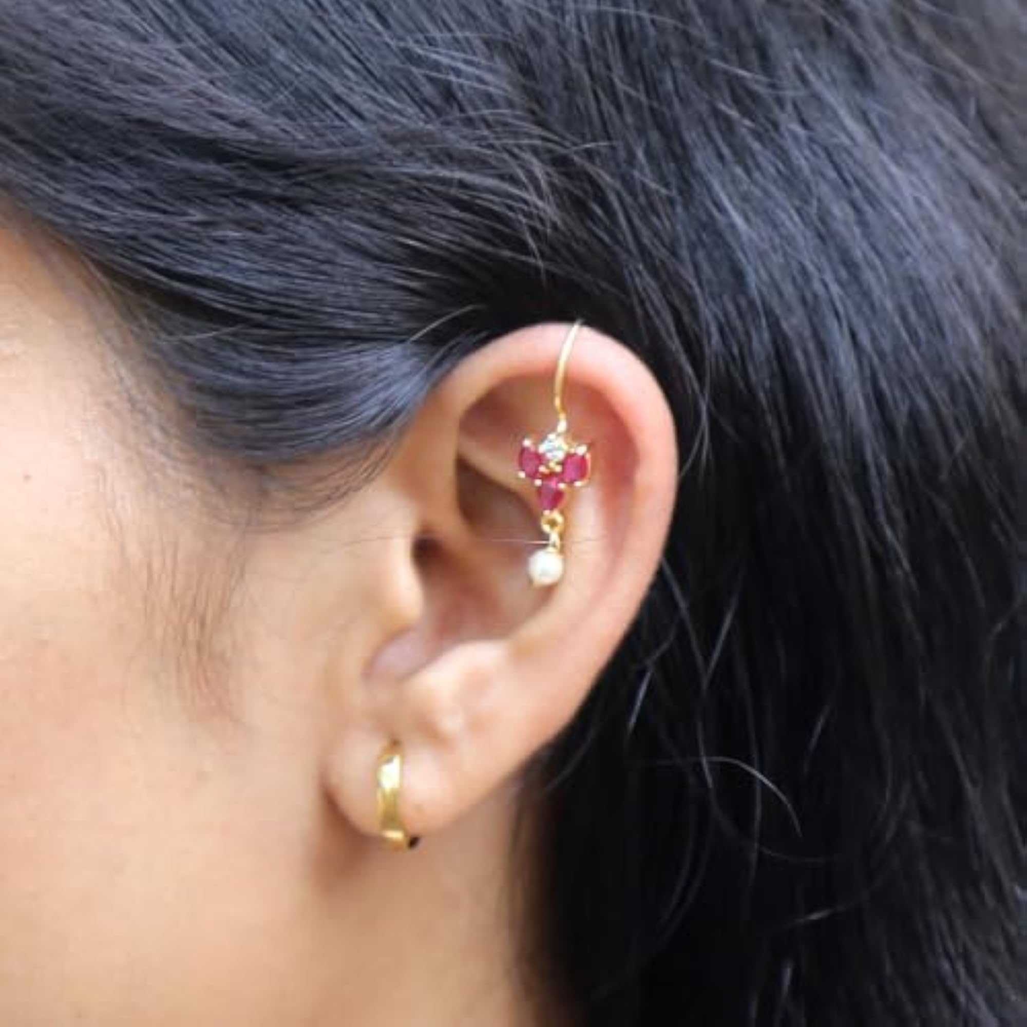 Art Jewellery Flower Shape Bugadi with Studded Pink Stone