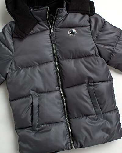 Ixtreme Boys' Winter Jacket - Polar Fleece Lined Bubble Puffer Water Repellent Ski Jacket, Size 14/16, Charcoal Grey/Black #TOP2