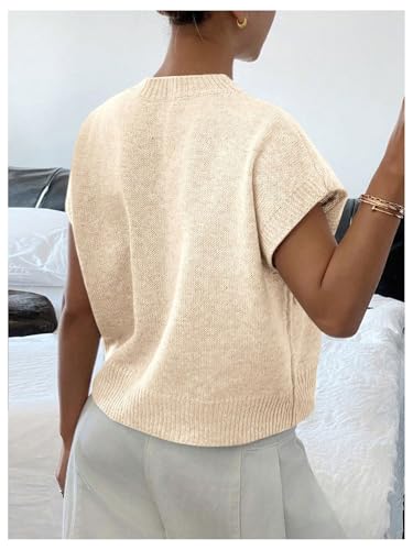 Image of SOLY HUX Women's Short Sleeve Sweater 3D Floral Sweaters Pullover Tank Tops Knit Vest Trendy Fashion Clothing