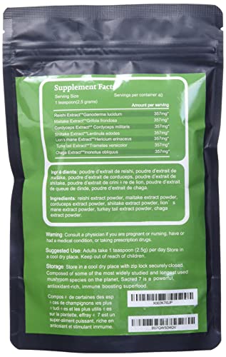 7 Mix Mushroom Powder Extract 100G Certified Organic Ganoderma Reishi, Chaga, Cordyceps, Lion's Mane, Morel, Maitake, Shiitake Mushroom #TOP1