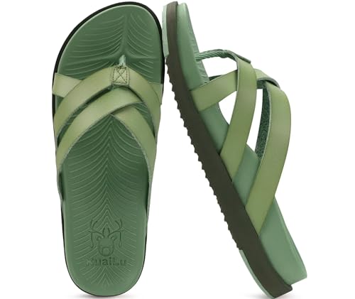 Image of KuaiLu Womens Dressy Orthotic Flip Flops Trendy Comfortable Cushion Recovery Walking Criss Cross Thong Sandals Lightweight Yoga Foam Summer Slides with Plantar Fasciitis Arch Support