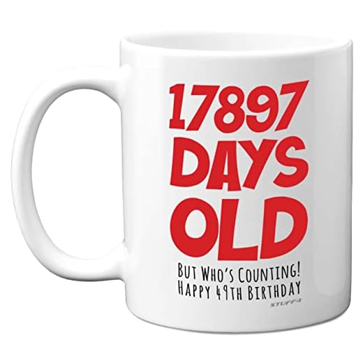 Taza regalo 49 cumpleaños hombres mujeres, él ella, 17897 días edad, divertida taza café adultos, cuarenta nueve cuarenta noveno cumpleaños hermano papá, mamá tío tía, tazas café cerámica 11 onzas