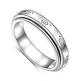 925 Sterling Silver Pig Expression Cute Spinner Ring Fidget Band Rings Anxiety Ring For Women for Anxiety Stress Relieving ADHD Autism Ring Size 7