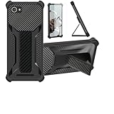 Aroepurt Hülle Für Alcatel A5 LED Hülle Hülle Handyhülle Schutzhülle Cover [mit gehärtetem Glas-Screen-Protector] Hybrid [Folding Support Magnetic] [Frosted Anti-Fingerprint] Schwarz