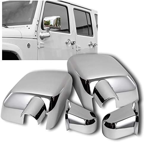 EPARTS Chrome Polished ABS Side View Mirror Overlay Full Cover Trim Caps Fit for 2007-2015 Jeep Wrangler Sport Utility