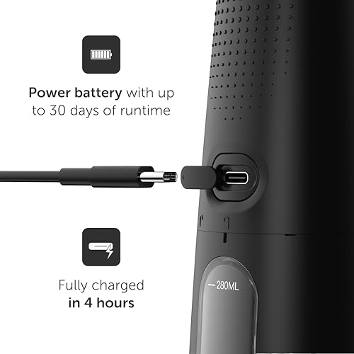 Wondersmile Water Flosser PRO Cordless - SmoothFlow Technology for Optimal Tooth & Gum Care - Interdental Cleaner with 4 Modes - Rechargeable Battery with up to 30 Days Running time (Ultimate Black) - 4
