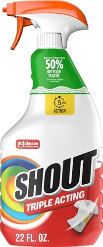 Shout Active Enzyme Laundry Stain Remover Spray, Triple-Acting Formula Clings, Penetrates, and Lifts...