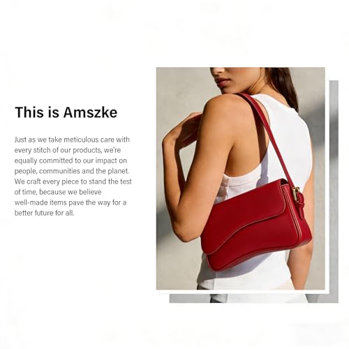 Image of Amszke Shoulder Bag for Women Y2K Crossbody Purse PU Leather Underarm Handbag 2 Adjustable Strap for Daily Commute Travel